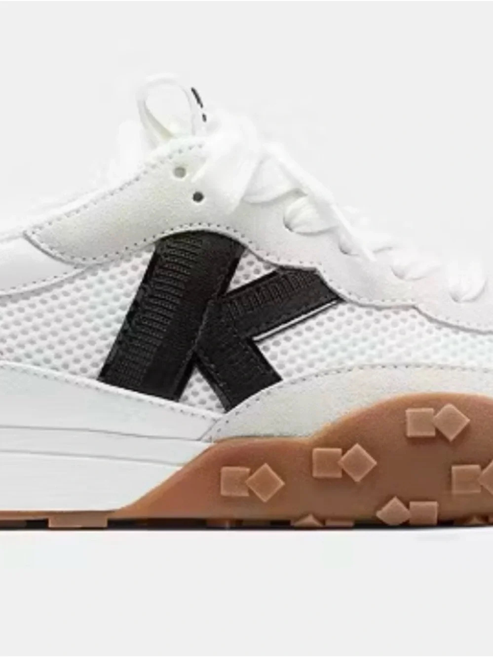kate spade White and Black Mesh & Leather Sneakers with Gum Sole